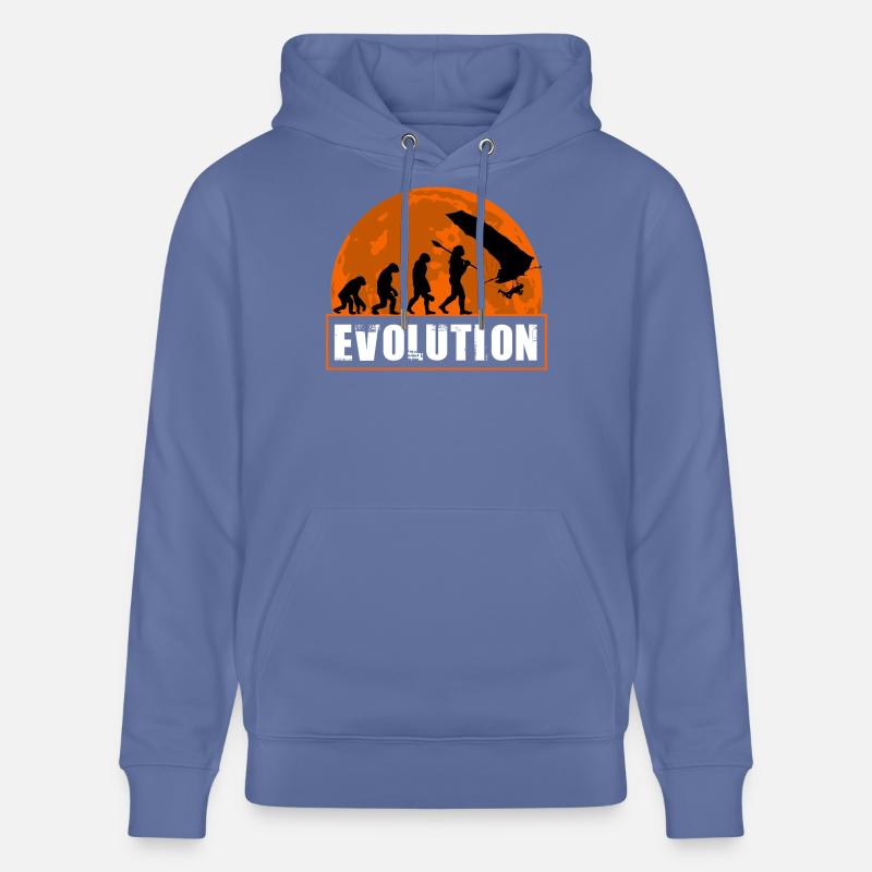 Entwicklung des Hanggliderpilot-Sunset-Designs - Stanley/Stella Unisex Bio-Hoodie CRUISER - Blau