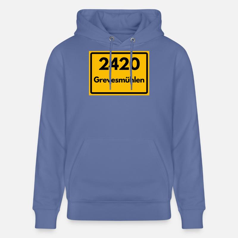 ANCIEN CODE POSTAL RETRO 2420 GREVESMÜHLEN - Sweat à capuche bio CRUISER Stanley/Stella Unisexe - bleu