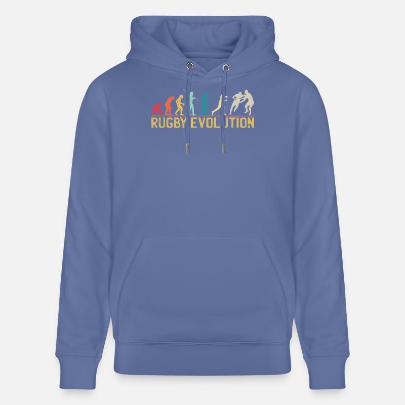 Rugby Evolution Silhouette Design - Sweat à capuche bio CRUISER Stanley/Stella Unisexe - bleu