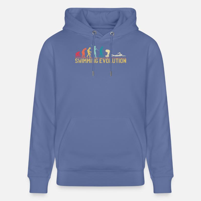 Illustration de l'évolution de la natation - Sweat à capuche bio CRUISER Stanley/Stella Unisexe - bleu