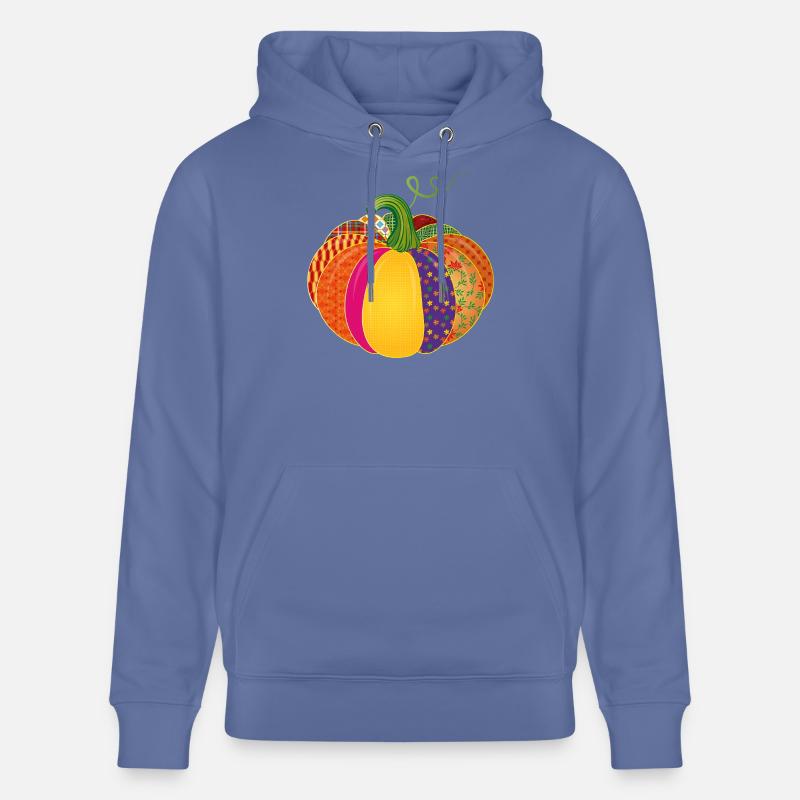 Patchwork Kürbis – Bunt gemusterte Herbstdeko - Stanley/Stella Unisex Bio-Hoodie CRUISER - Blau