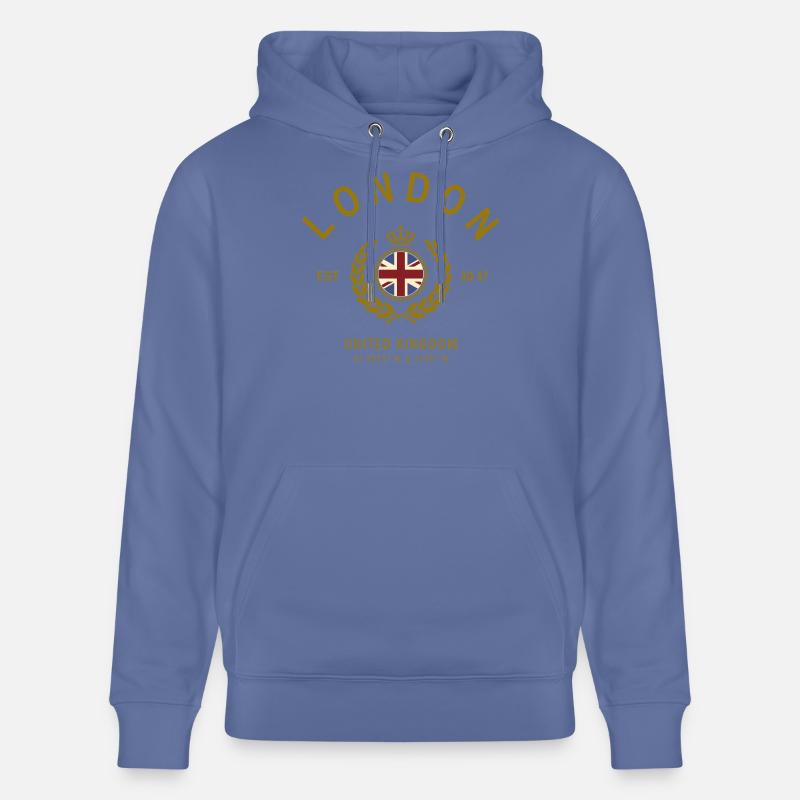 Écusson Londres Drapeau UK doré - Sweat à capuche bio CRUISER Stanley/Stella Unisexe - bleu