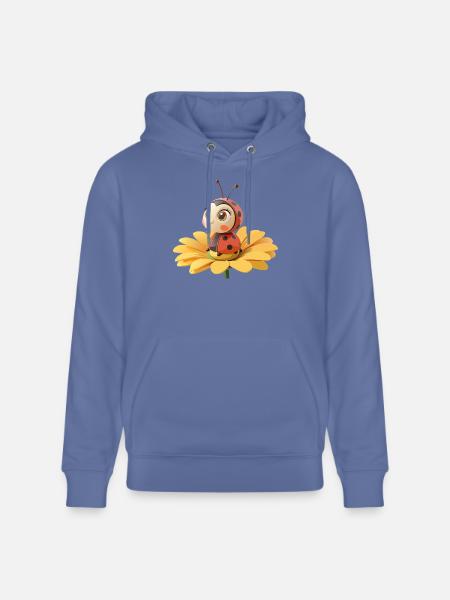 Cute ladybug on a flower - Stanley/Stella CRUISER Unisex Organic Hoodie - bright blue