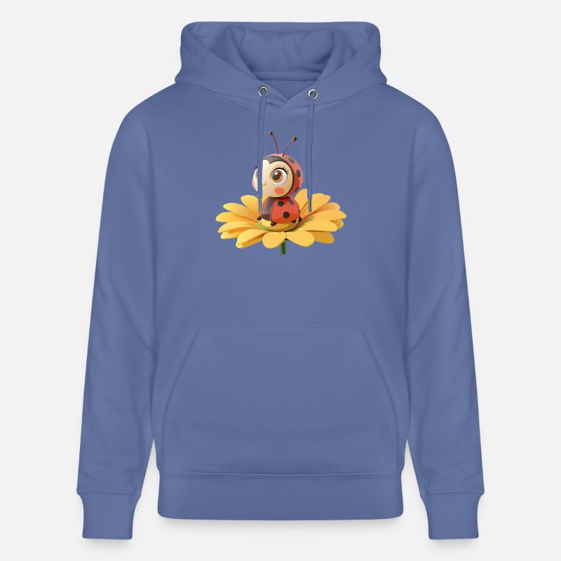 Cute ladybug on a flower - Stanley/Stella CRUISER Unisex Organic Hoodie - bright blue