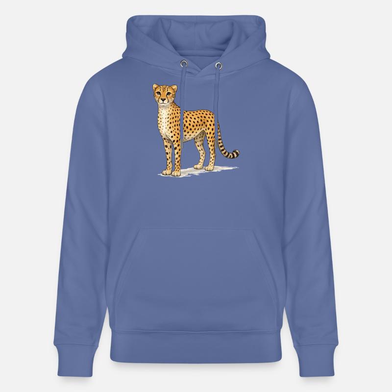 Illustration de bande dessinée guépard - Sweat à capuche bio CRUISER Stanley/Stella Unisexe - bleu