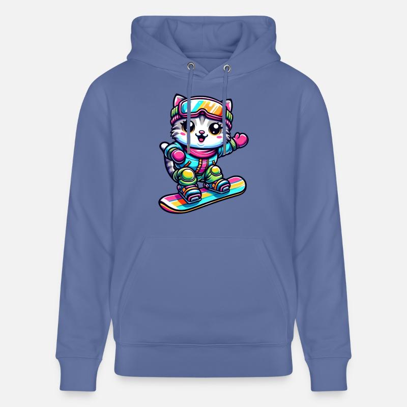 Chat Snowboard Snowboarder Mignon - Sweat à capuche bio CRUISER Stanley/Stella Unisexe - bleu