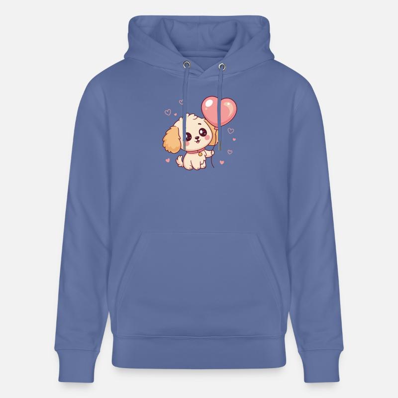 Chiot Caniche mignon au ballon cœur - Sweat à capuche bio CRUISER Stanley/Stella Unisexe - bleu