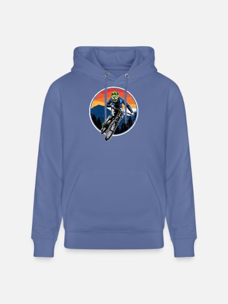 Sunset Trail Mountain Biker - Stanley/Stella CRUISER Unisex Organic Hoodie - bright blue