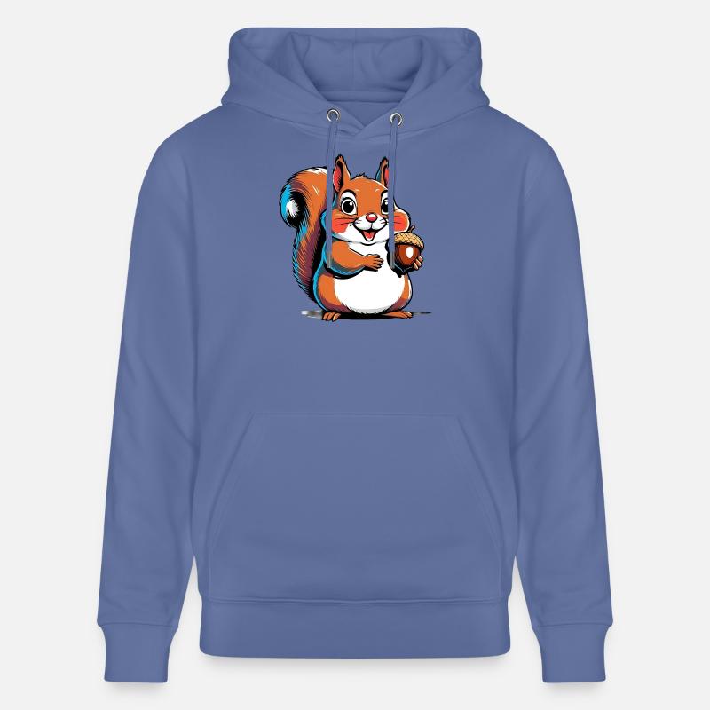 Niedlicher Eichhörnchen Druck mit Eichel - Stanley/Stella Unisex Bio-Hoodie CRUISER  - Blau
