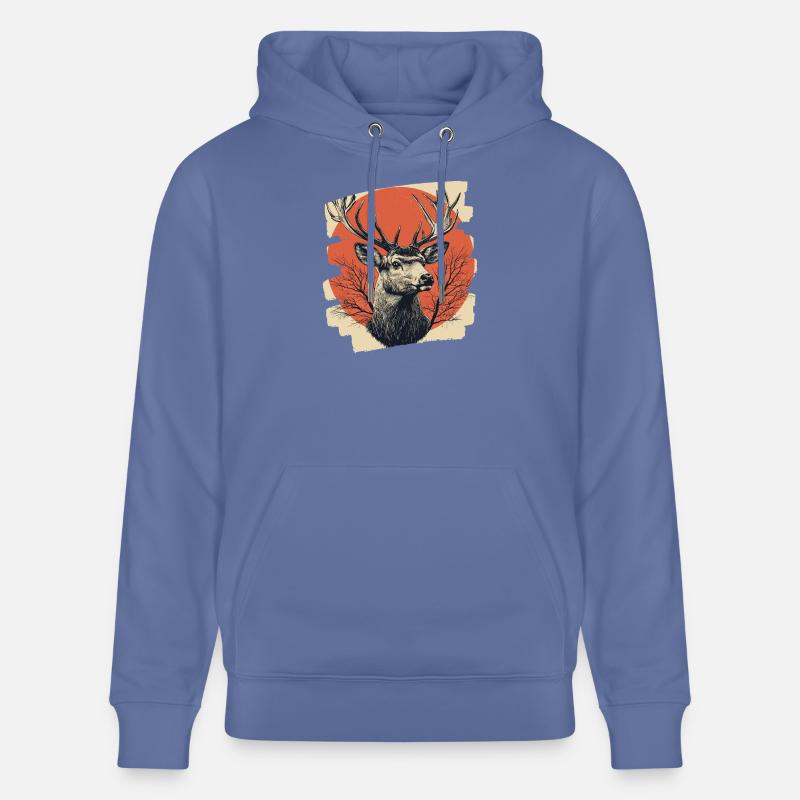 Hirsch mit Geweih - Stanley/Stella Unisex Bio-Hoodie CRUISER  - Blau