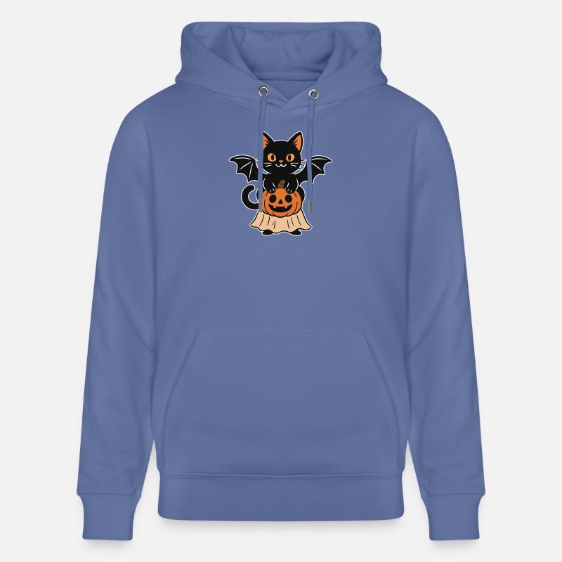 Chat d’Halloween avec citrouille - Sweat à capuche bio CRUISER Stanley/Stella Unisexe - bleu