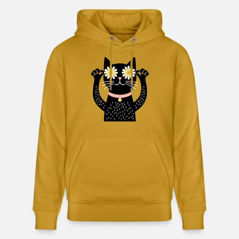 Chat et marguerites - Sweat à capuche bio CRUISER Stanley/Stella Unisexe - ocre