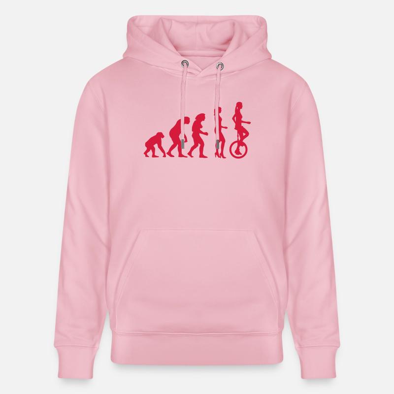 evolution_einradfahrerin_1c - Sweat à capuche bio CRUISER Stanley/Stella Unisexe - rose pâle