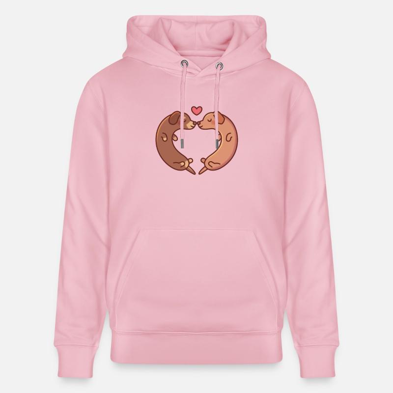 Chiens teckels mignons amoureux - Sweat à capuche bio CRUISER Stanley/Stella Unisexe - rose pâle