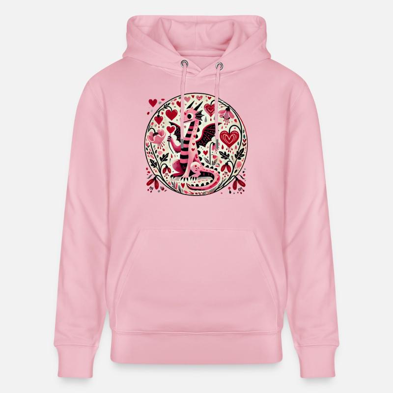 Dragon rose de la Saint-Valentin - Sweat à capuche bio CRUISER Stanley/Stella Unisexe - rose pâle