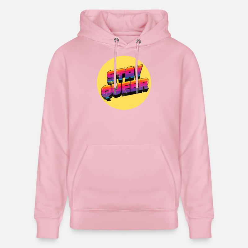 Graphique arc-en-ciel Stay Queer - Sweat à capuche bio CRUISER Stanley/Stella Unisexe - rose pâle