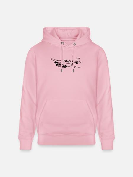 Fighter plane / warplane Warhawk 02_black - Stanley/Stella CRUISER Unisex Organic Hoodie - cotton pink