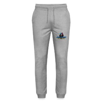 Amsterdam Party Crew Holiday Saying - Stanley/Stella Mover Unisex Organic Jogging Trousers - heather grey - Front - Marisol (170cm) & Nik (191cm)