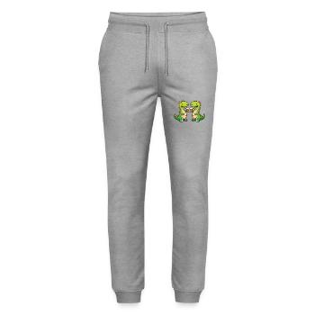 Dinosaurier brontosaurus Bier Saufen - Stanley/Stella Unisex Bio Jogginghose Mover  - Grau meliert - Vorne - Marisol (170cm) & Nik (191cm)