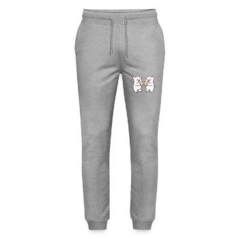 Polar Bear Beer Funny Booze - Stanley/Stella Mover Unisex Organic Jogging Trousers - heather grey - Front - Marisol (170cm) & Nik (191cm)