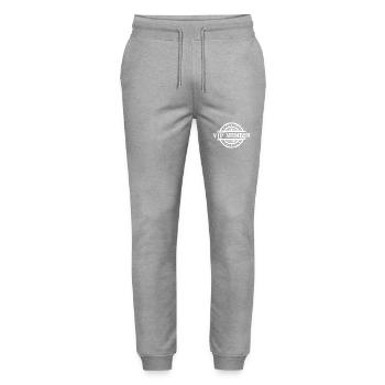 Vip Mitglied Stempel - Stanley/Stella Unisex Bio Jogginghose Mover  - Grau meliert - Vorne - Marisol (170cm) & Nik (191cm)