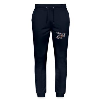 Helikopter / Hubschrauber / fliegen / Luftfahrt - Stanley/Stella Unisex Bio Jogginghose Mover  - Navy - Vorne - Marisol (170cm) & Nik (191cm)