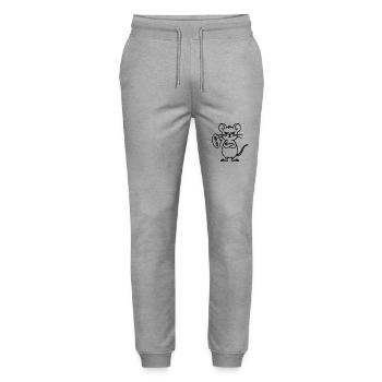 Maus Nö - Stanley/Stella Unisex Bio Jogginghose Mover  - Grau meliert - Vorne - Marisol (170cm) & Nik (191cm)