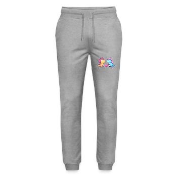 Dinosaur Stegosaurus Couple Love - Stanley/Stella Mover Unisex Organic Jogging Trousers - heather grey - Front - Marisol (170cm) & Nik (191cm)