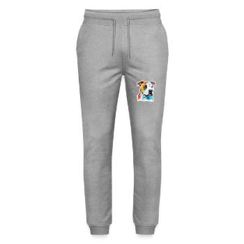 American Staffordshire Terrier Watercolors - Stanley/Stella Mover Unisex Organic Jogging Trousers - heather grey - Front - Marisol (170cm) & Nik (191cm)