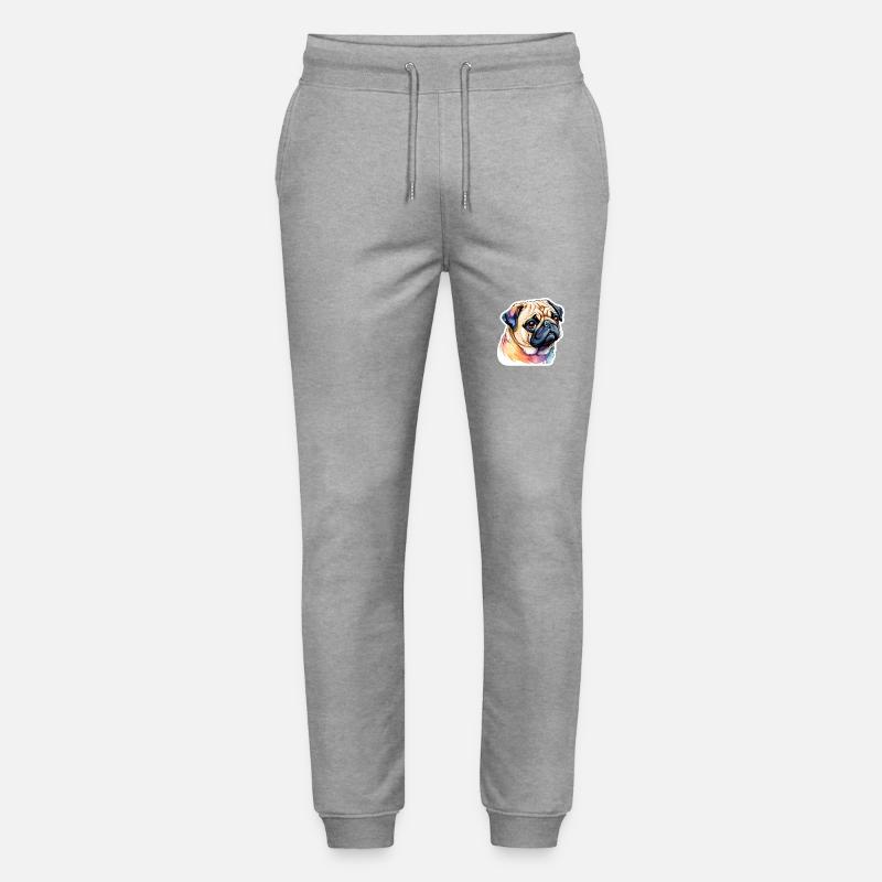 Mops Wasserfarben - Stanley/Stella Unisex Bio Jogginghose Mover  - Grau meliert