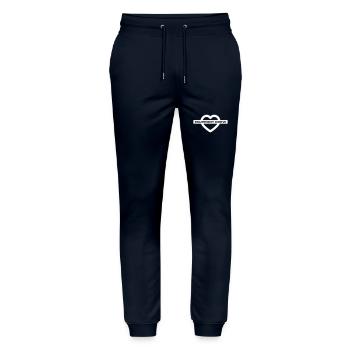 Support Crew Heart Love - Stanley/Stella Mover Unisex Organic Jogging Trousers - navy - Front - Marisol (170cm) & Nik (191cm)
