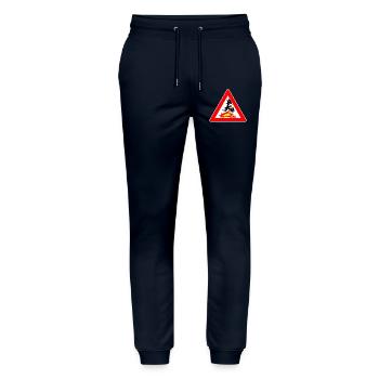 Attention Dragon avec panneau de signalisation de mauvaise humeur - Pantalon de jogging bio MOVER Stanley/Stella unisexe - marine - Devant - Marisol (170cm) & Nik (191cm)