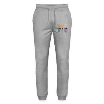 PRIDE Love is love black - Stanley/Stella Unisex Bio Jogginghose Mover  - Grau meliert - Vorne - Marisol (170cm) & Nik (191cm)