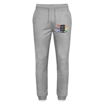 PRIDE Loud and PROUD black 2 - Stanley/Stella Unisex Bio Jogginghose Mover  - Grau meliert - Vorne - Marisol (170cm) & Nik (191cm)
