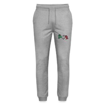 Italie Vaffanculo italien - Pantalon de jogging bio MOVER Stanley/Stella unisexe - gris chiné - Devant - Marisol (170cm) & Nik (191cm)