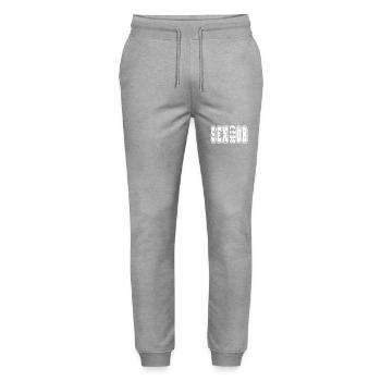 Senior Class of 2023 Bold Graduation Look - Stanley/Stella Mover Unisex Organic Jogging Trousers - heather grey - Front - Marisol (170cm) & Nik (191cm)