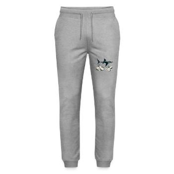 Hai mit Blumen - Stanley/Stella Unisex Bio Jogginghose Mover  - Grau meliert - Vorne - Marisol (170cm) & Nik (191cm)