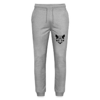 Fox Head Graphic - Stanley/Stella Mover Unisex Organic Jogging Trousers - heather grey - Front - Marisol (170cm) & Nik (191cm)