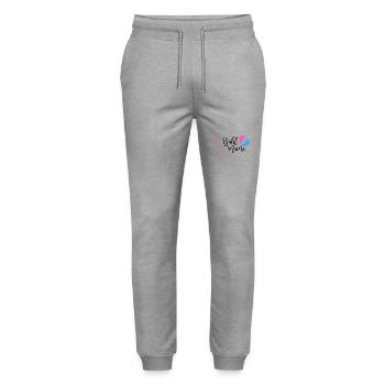 Bald Mama Baby Schwangerschaft Geburt Herz Mutter - Stanley/Stella Unisex Bio Jogginghose Mover  - Grau meliert - Vorne - Marisol (170cm) & Nik (191cm)