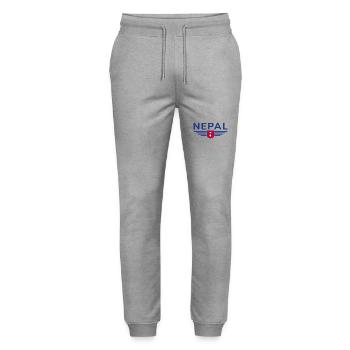 Nepal Design – Himalayan Adventure - Stanley/Stella Mover Unisex Organic Jogging Trousers - heather grey - Front - Marisol (170cm) & Nik (191cm)