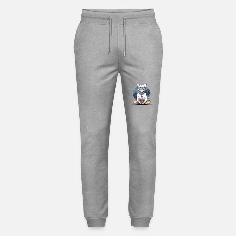 Chat méditant - Pantalon de jogging bio MOVER Stanley/Stella unisexe - gris chiné