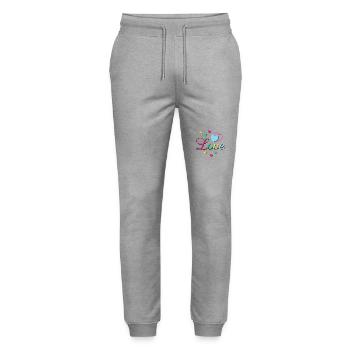 Love Hearts - Stanley/Stella Unisex Bio Jogginghose Mover  - Grau meliert - Vorne - Marisol (170cm) & Nik (191cm)