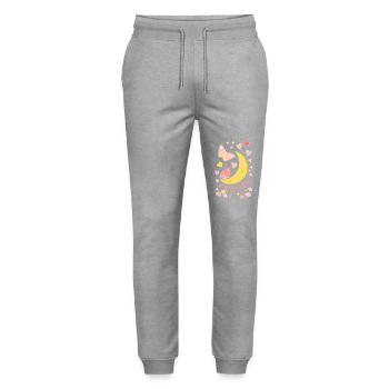 Honeymoon with Moon Heart Flowers and Butterflies - Stanley/Stella Mover Unisex Organic Jogging Trousers - heather grey - Front - Marisol (170cm) & Nik (191cm)