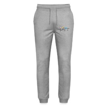 Harmony: Musical notes and butterflies - Stanley/Stella Mover Unisex Organic Jogging Trousers - heather grey - Front - Marisol (170cm) & Nik (191cm)
