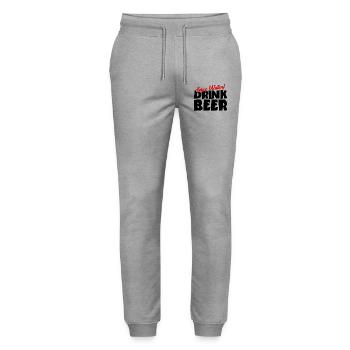 Save water! Drink beer - Stanley/Stella Mover Unisex Organic Jogging Trousers - heather grey - Front - Marisol (170cm) & Nik (191cm)