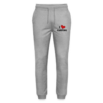 I love camping - Stanley/Stella Mover Unisex Organic Jogging Trousers - heather grey - Front - Marisol (170cm) & Nik (191cm)