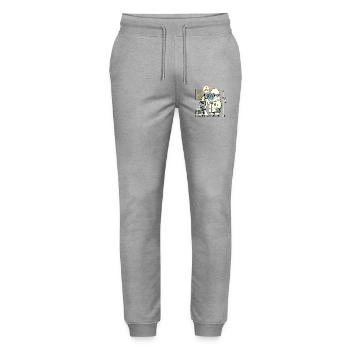 Scientist gorilla monkey in the laboratory - Stanley/Stella Mover Unisex Organic Jogging Trousers - heather grey - Front - Marisol (170cm) & Nik (191cm)