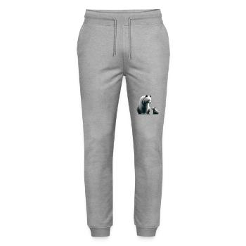 Little Bear Family - Stanley/Stella Mover Unisex Organic Jogging Trousers - heather grey - Front - Marisol (170cm) & Nik (191cm)