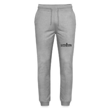 Küstendeern mit schwarzer Aufschrift - Stanley/Stella Unisex Bio Jogginghose Mover  - Grau meliert - Vorne - Marisol (170cm) & Nik (191cm)