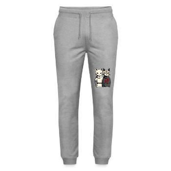 Cartoon Rivals: Cat vs. Cat - Stanley/Stella Mover Unisex Organic Jogging Trousers - heather grey - Front - Marisol (170cm) & Nik (191cm)
